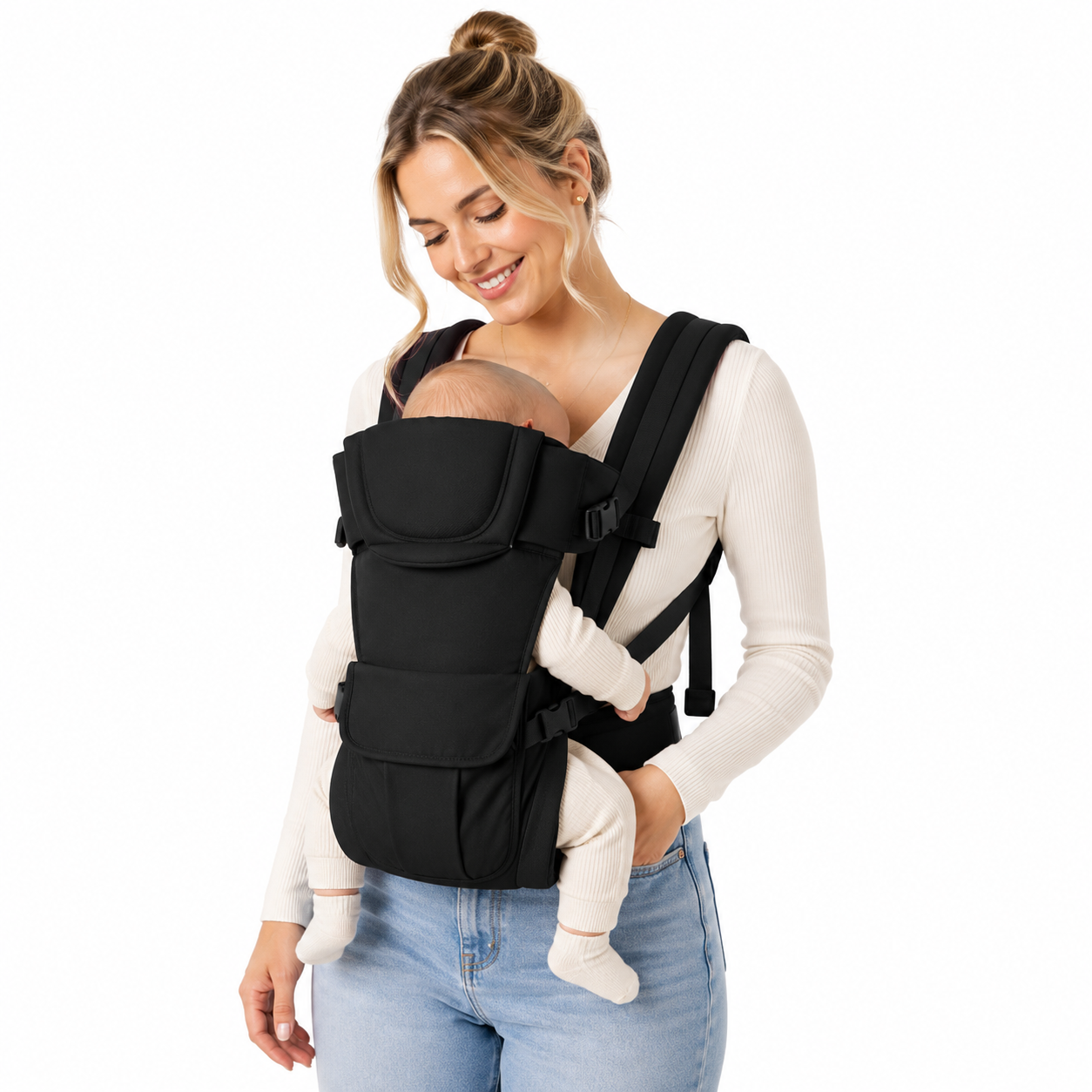 Ergonomic Baby Carrier with Adjustable Waist Support & Storage Pocket