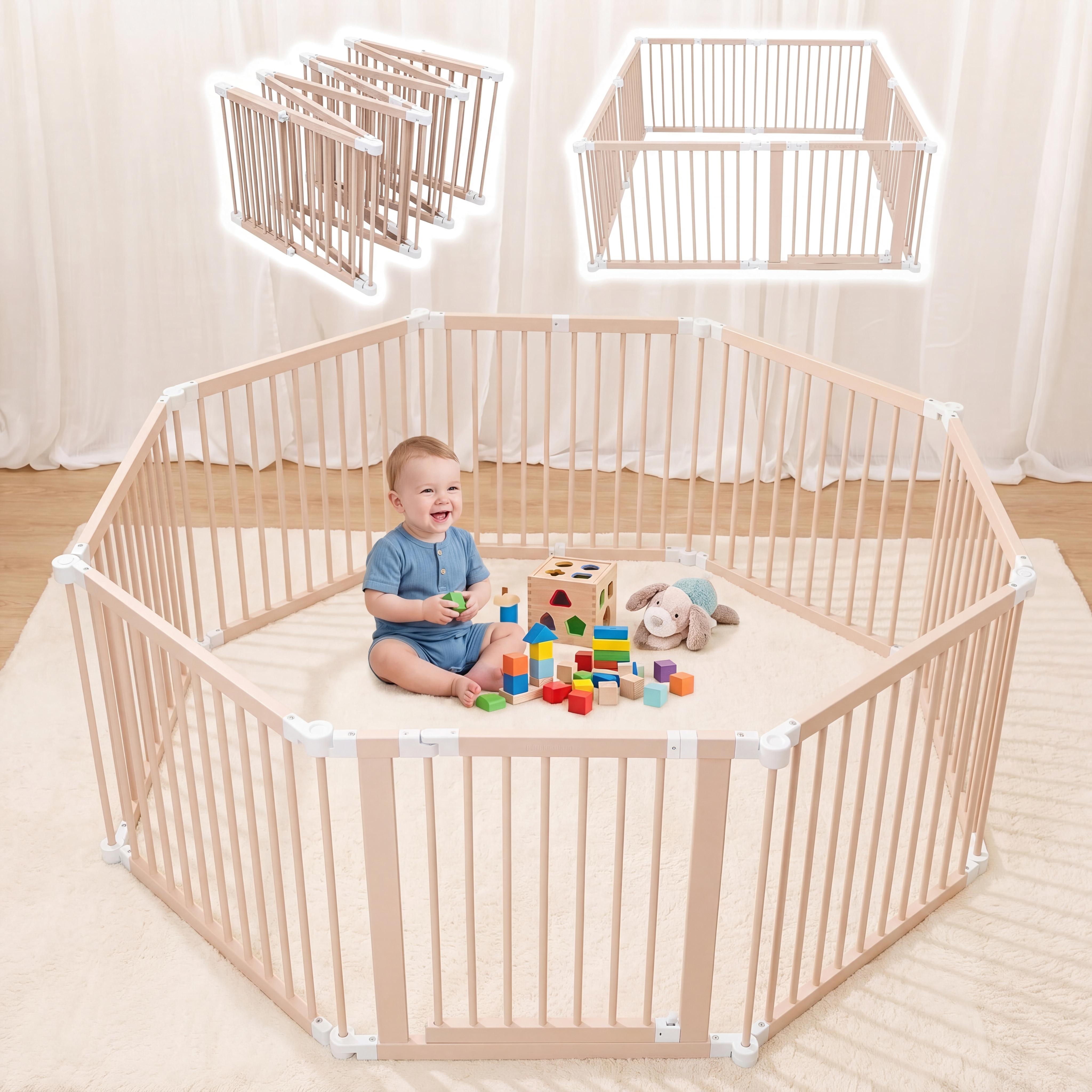 Haven Wooden Baby Playpen
