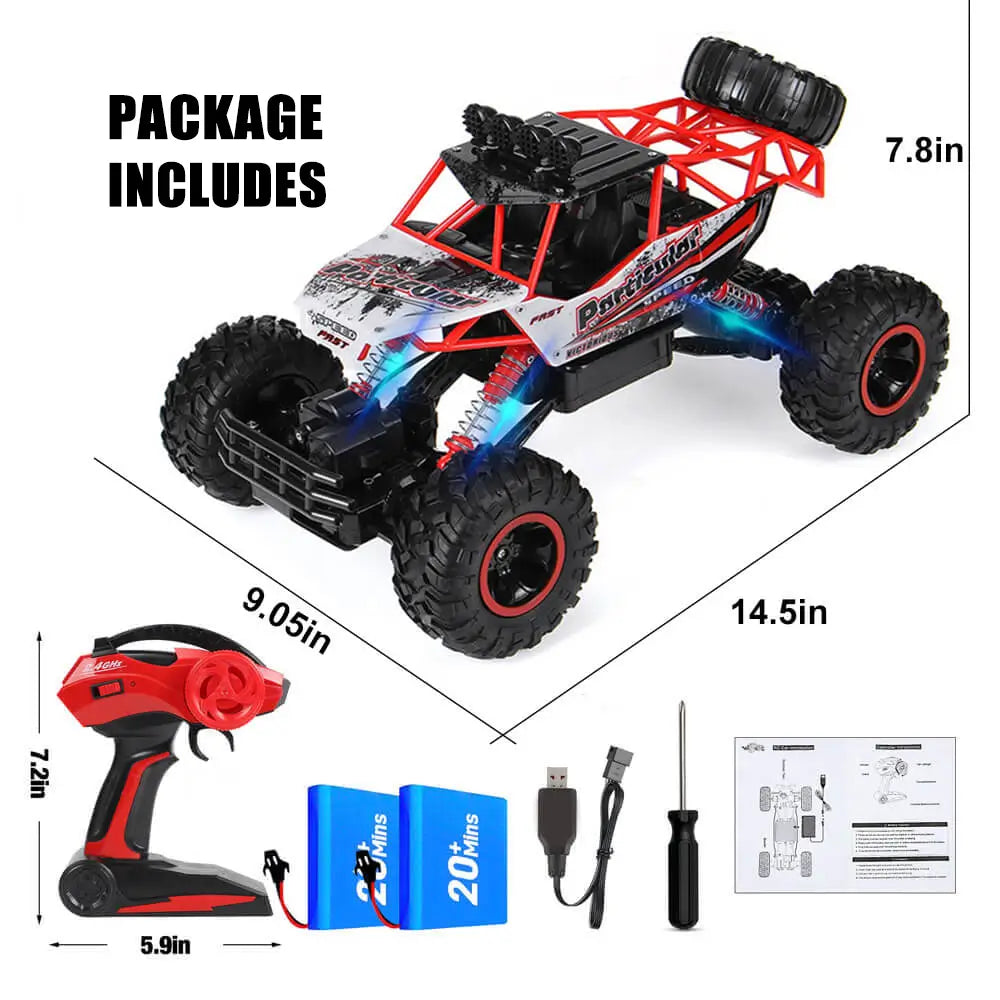 4WD RC Monster Truck for Kids – Remote Control Off-Road Rock Crawler