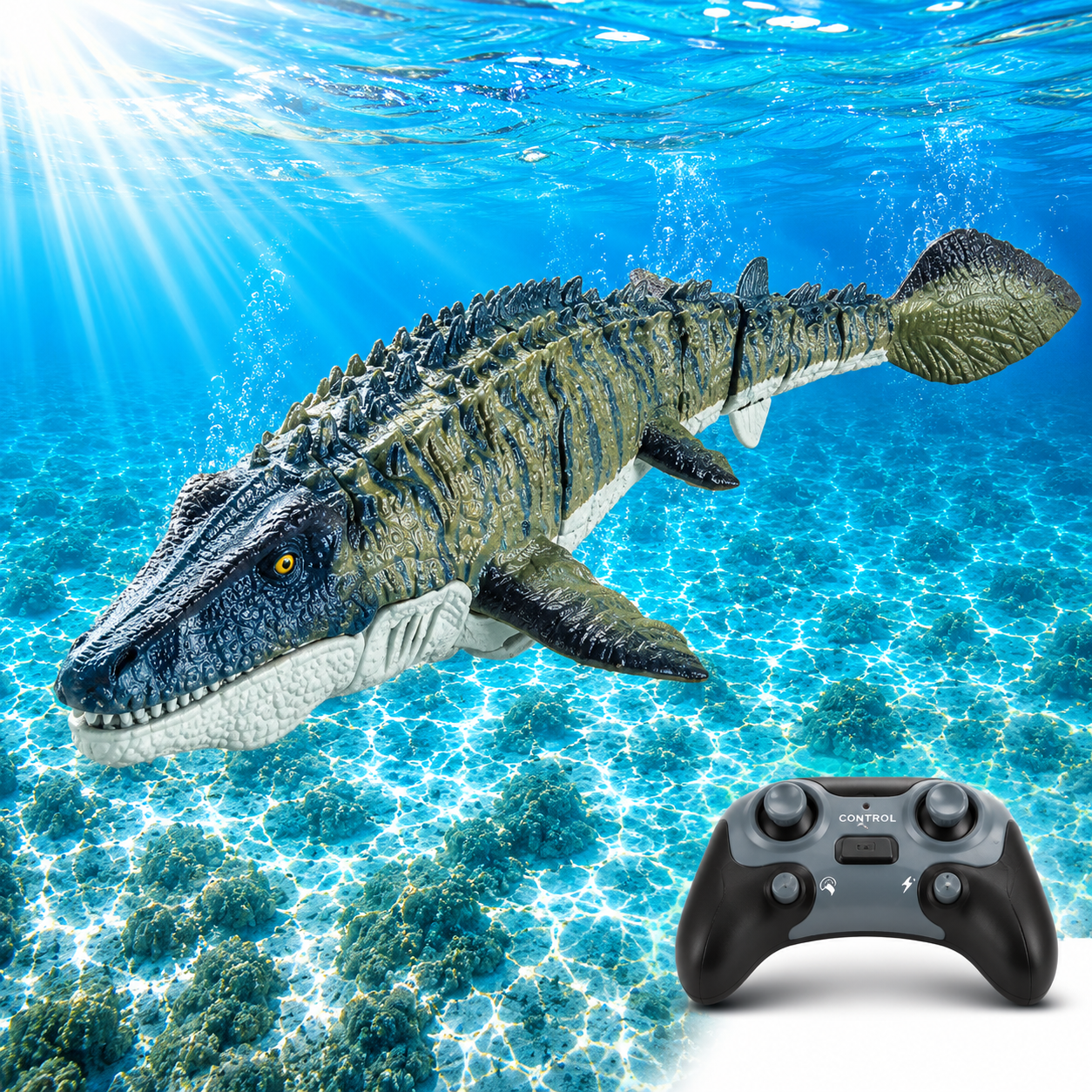 Remote Control Mosasaurus Water Toy with Lights, Spray Effects