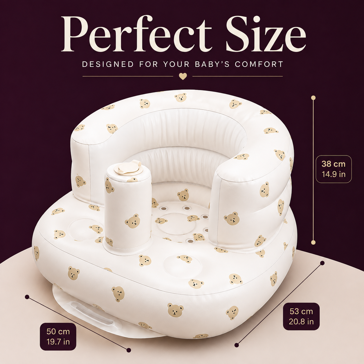 Inflatable Baby Seat for Babies 3-36 Months,Built in Air Pump Children Baby Sofa,Bumbo Seat for Learning to Sit,Feeding,Camping
