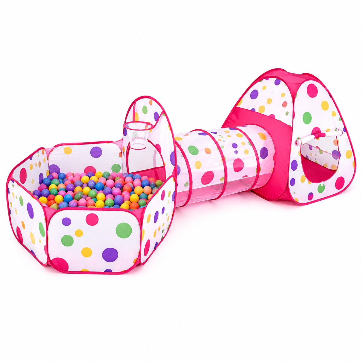3-in-1 Kids Play Tent with Ball Pit & Crawling Tunnel