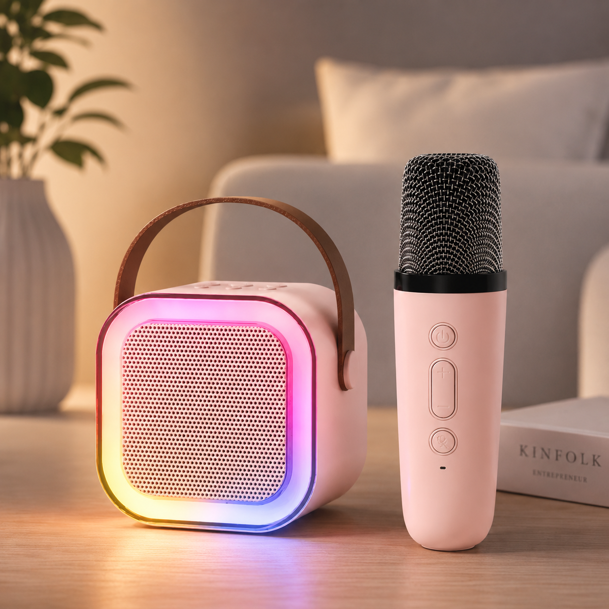 Portable Bluetooth Karaoke Machine with Wireless Microphones