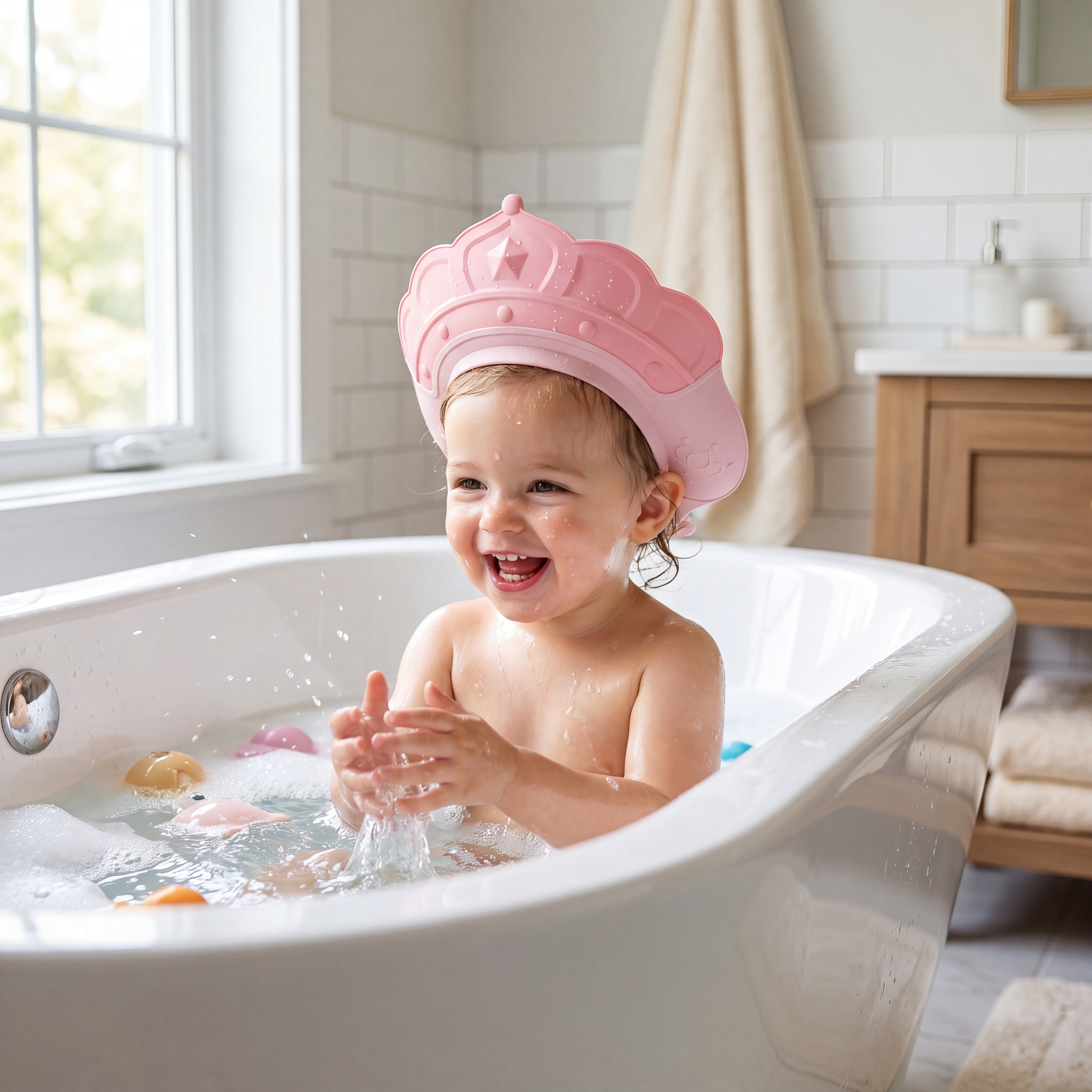 Adjustable Baby Shower Cap for Bath Time and Hair Washing