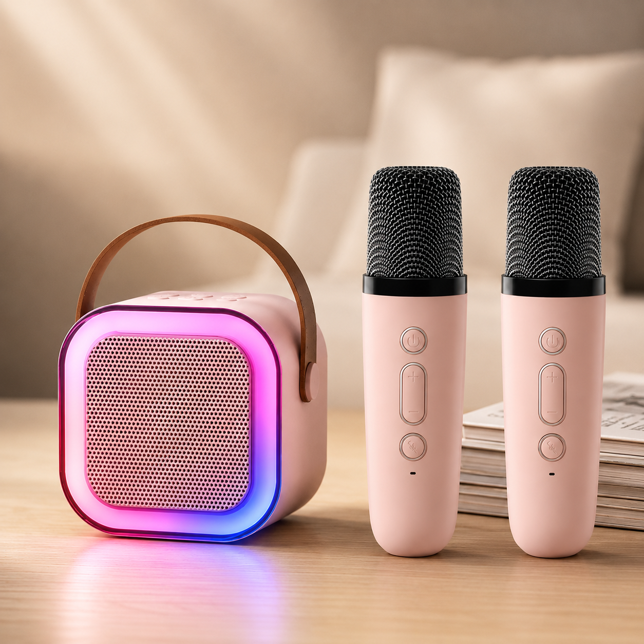 Portable Bluetooth Karaoke Machine with Wireless Microphones