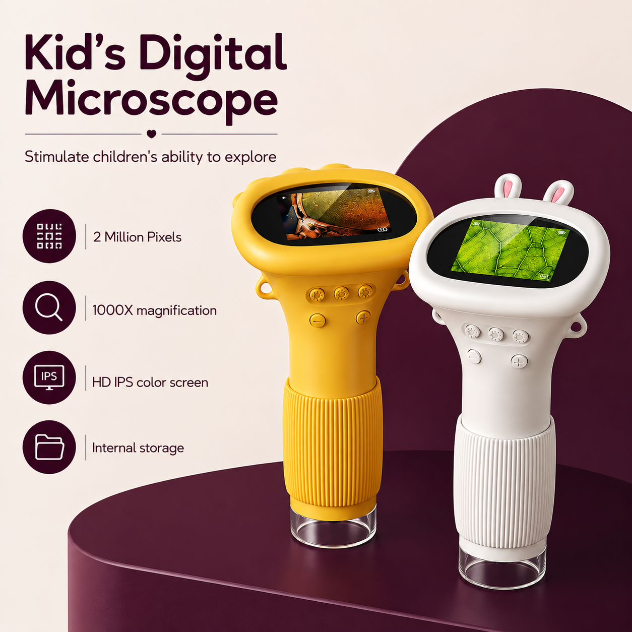 Handheld 1000X Mini Microscope for Kids - Outdoor STEM Science Toy