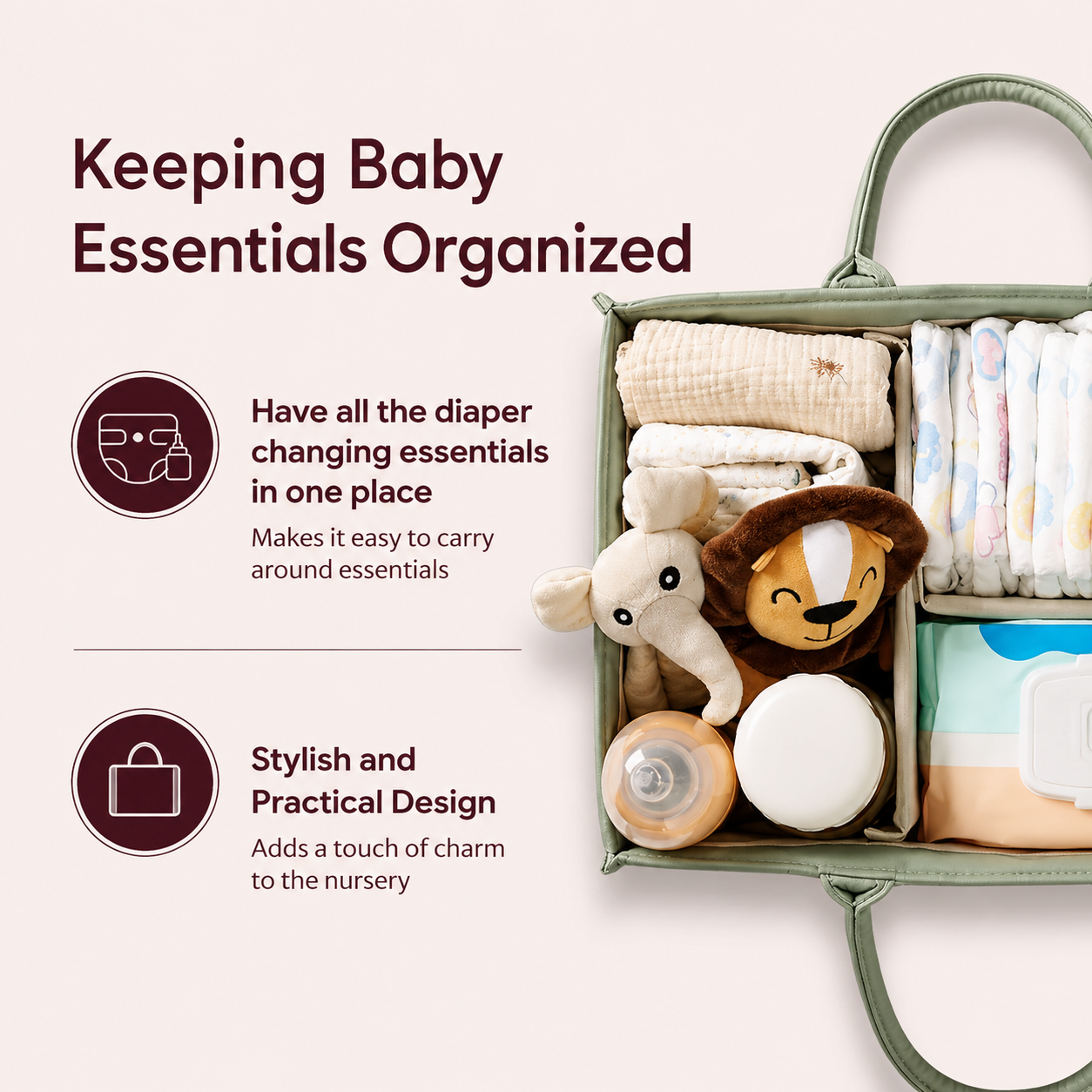 Diaper Caddy Organizer with Removable Divider