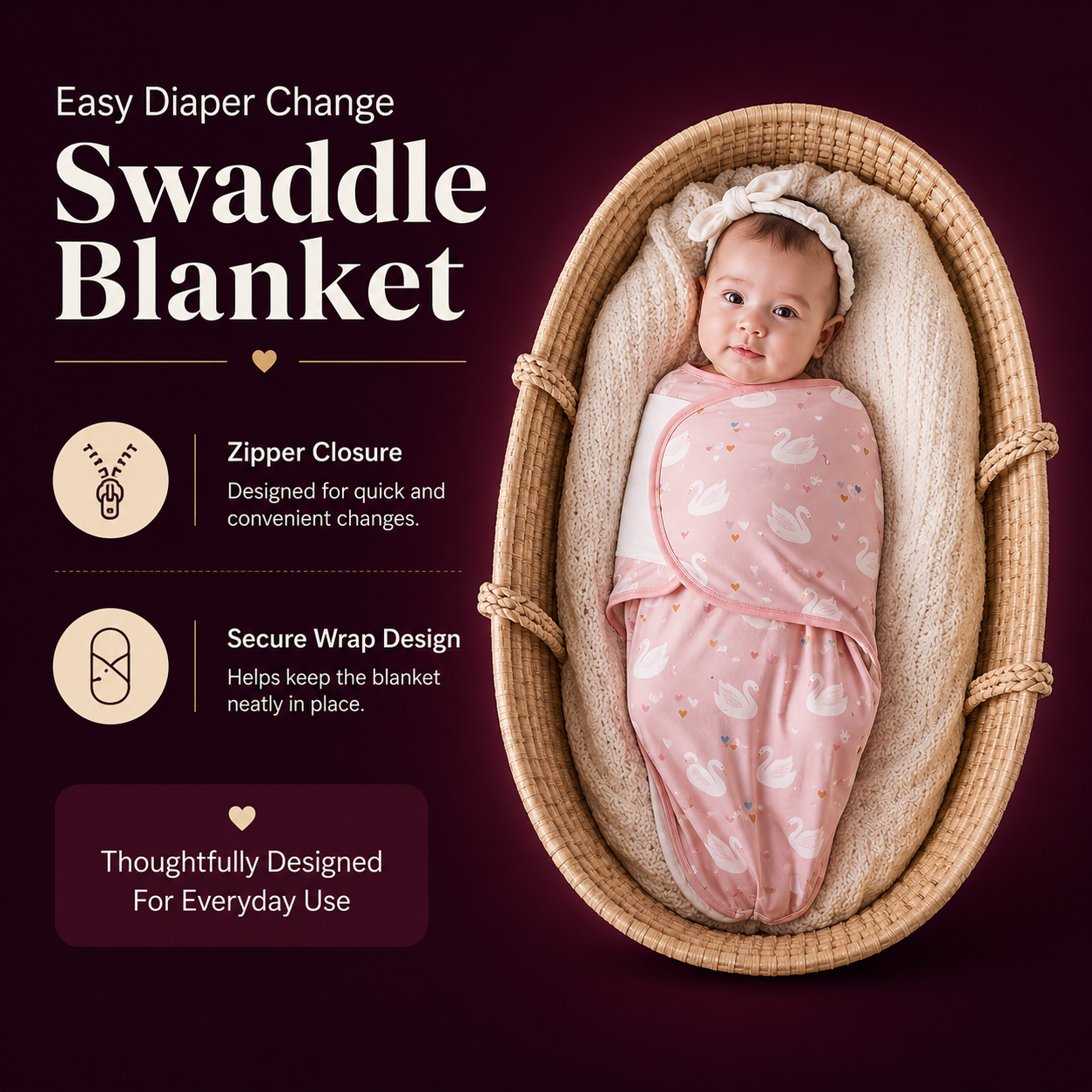 Baby Swaddle Sleep Sack With Leg Zipper