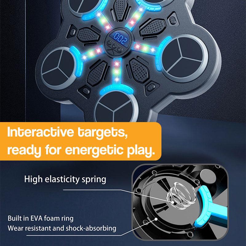 Bluetooth Boxing Trainer Wall Target with Music, LED Lights & Gloves