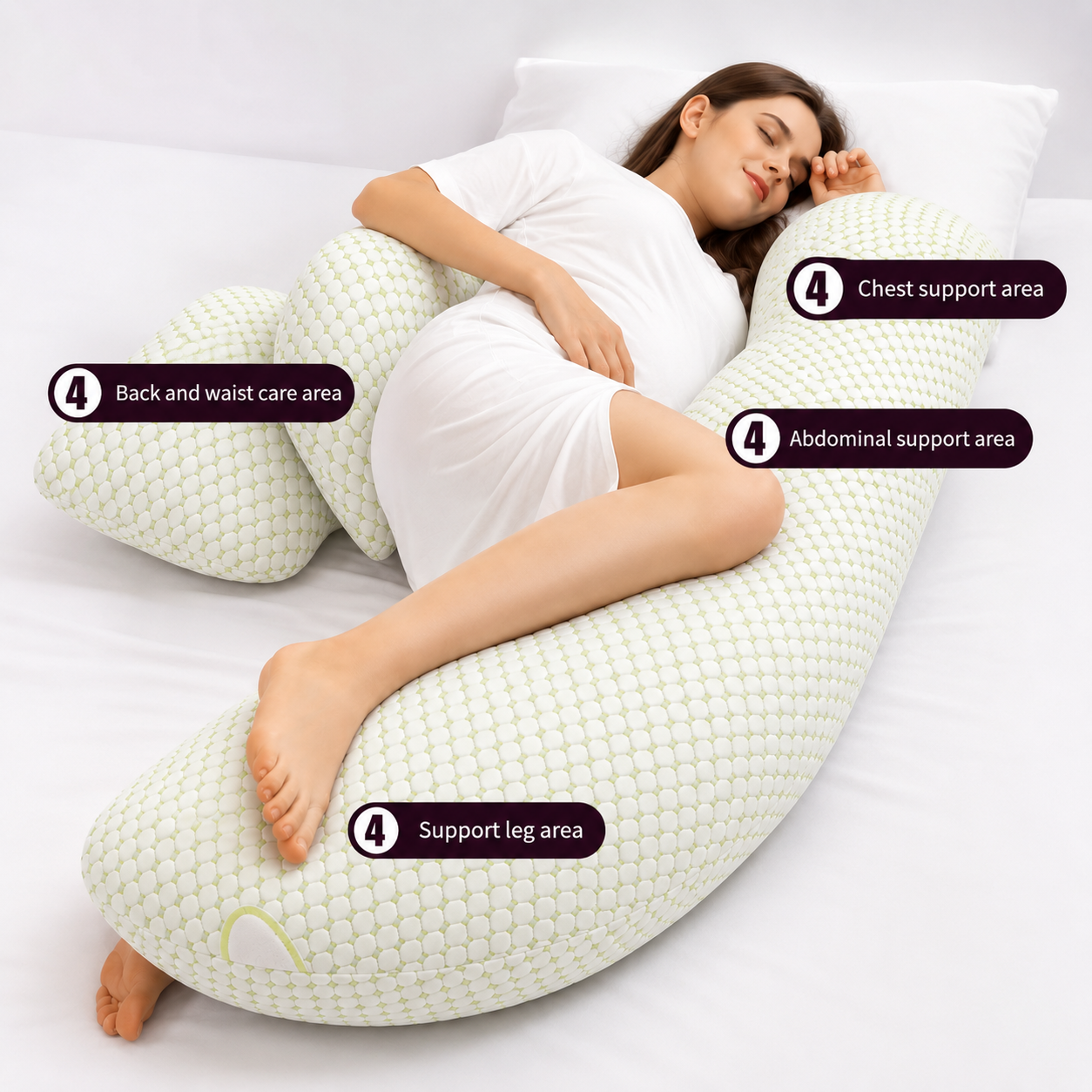 Adjustable Pregnancy Pillow for Side Sleeping & Belly Support