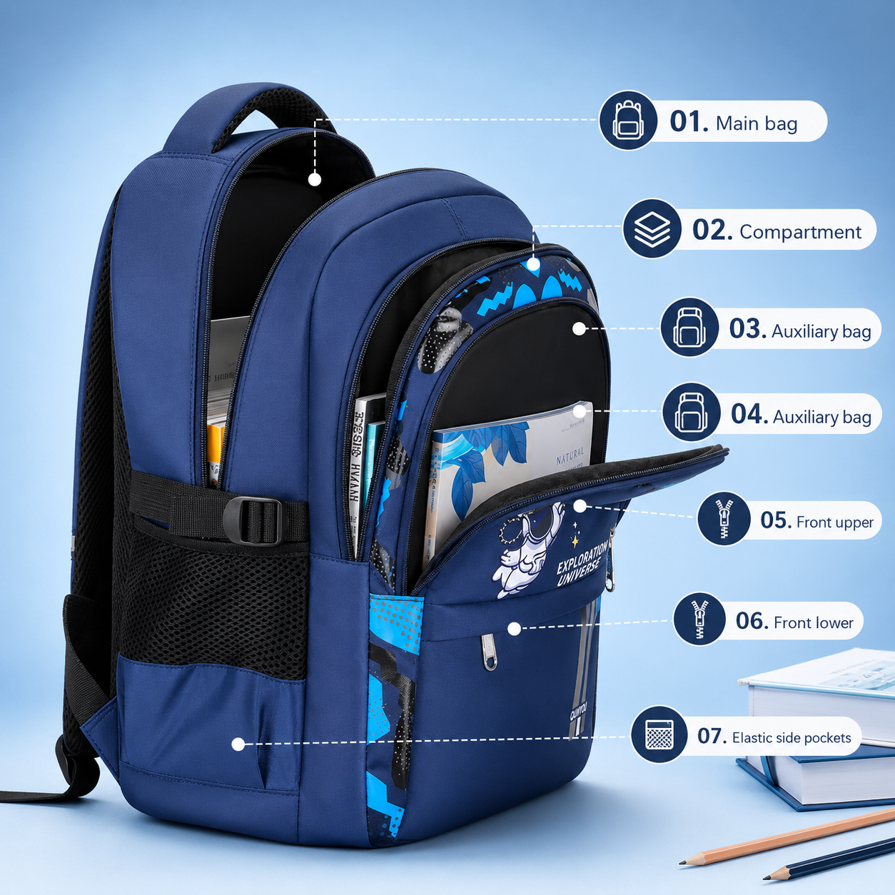 Kids Space School Backpack with Large Capacity & Ergonomic Design
