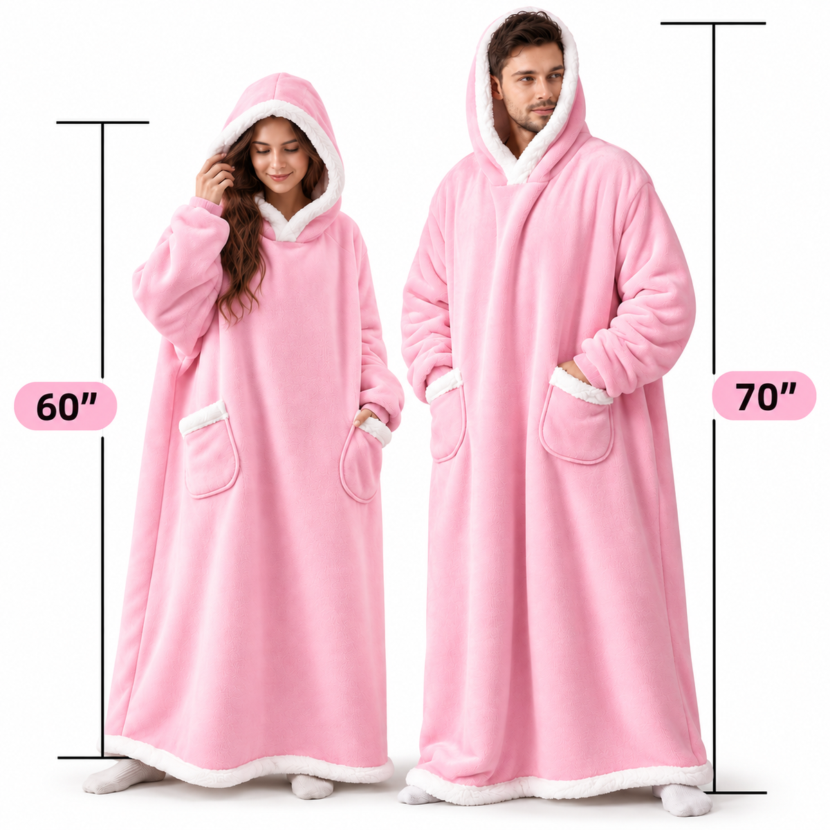 Oversized Wearable Blanket Hoodie – Soft Fleece Hooded Blanket with Sleeves