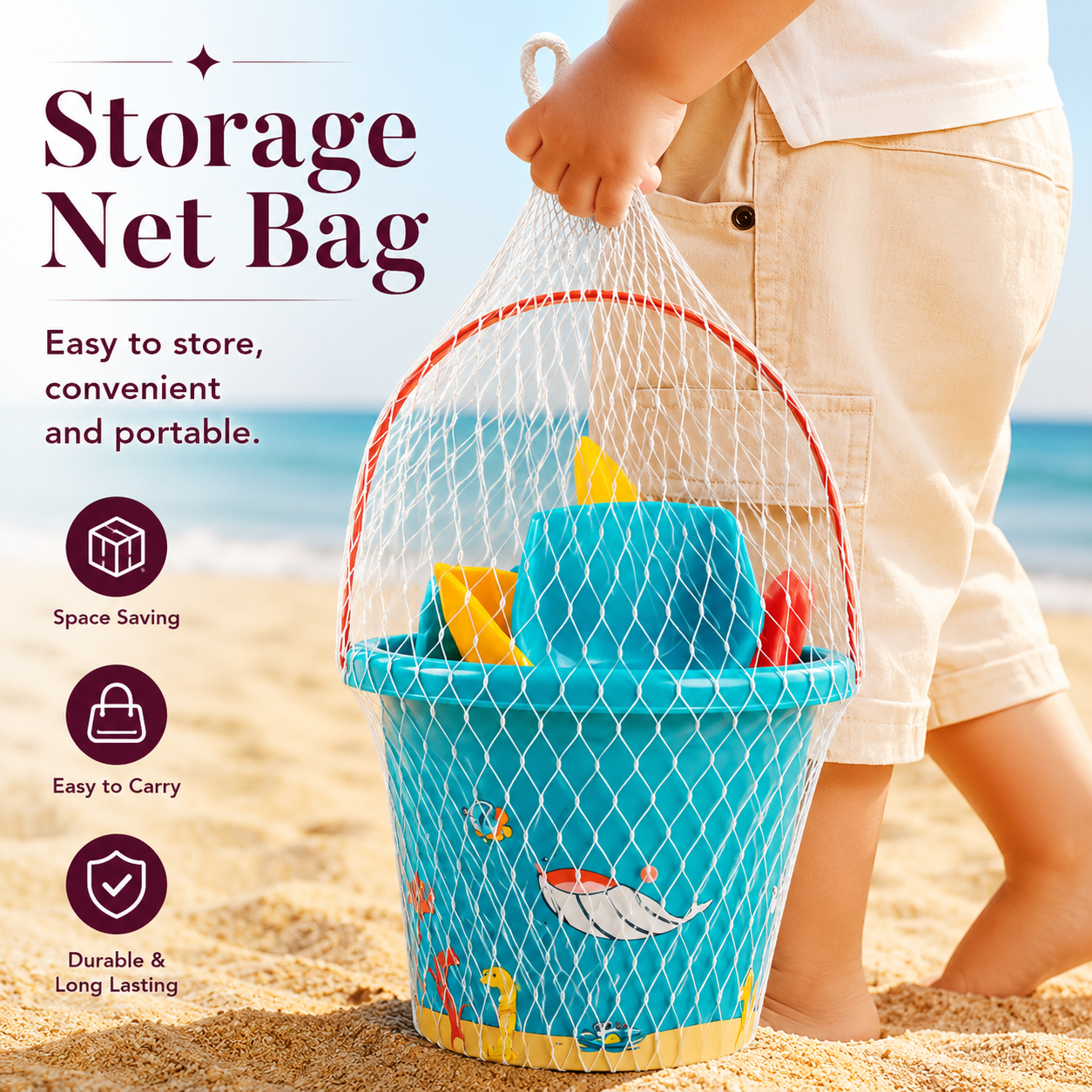 Beach Sand Toy Set with Bucket, Watering Can & Sand Molds Toy