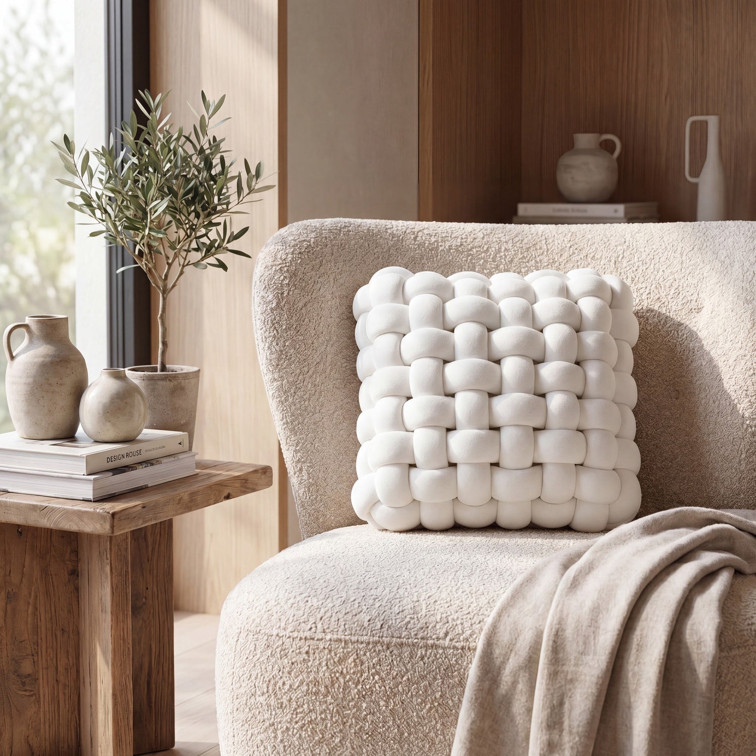 Handwoven Knot Throw Pillow for Sofa, Bed & Home Decor