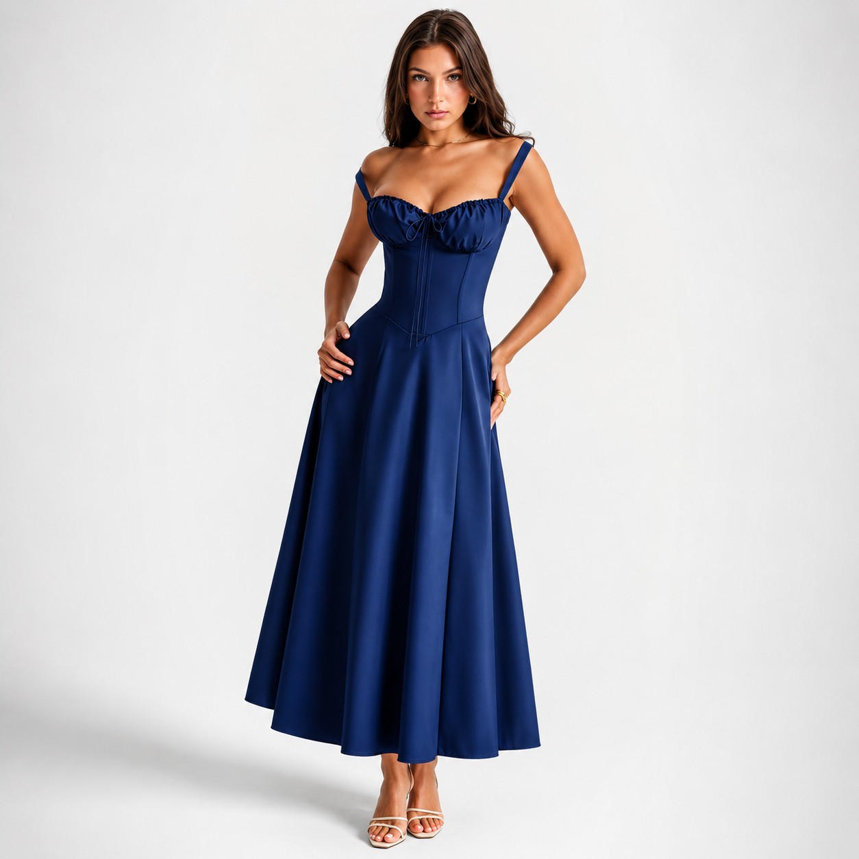 Floral Midi Dress for Women – Sleeveless Summer Dress with Adjustable Straps