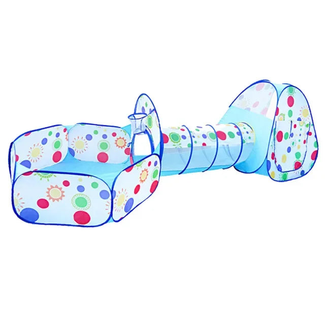 3-in-1 Kids Play Tent with Ball Pit & Crawling Tunnel