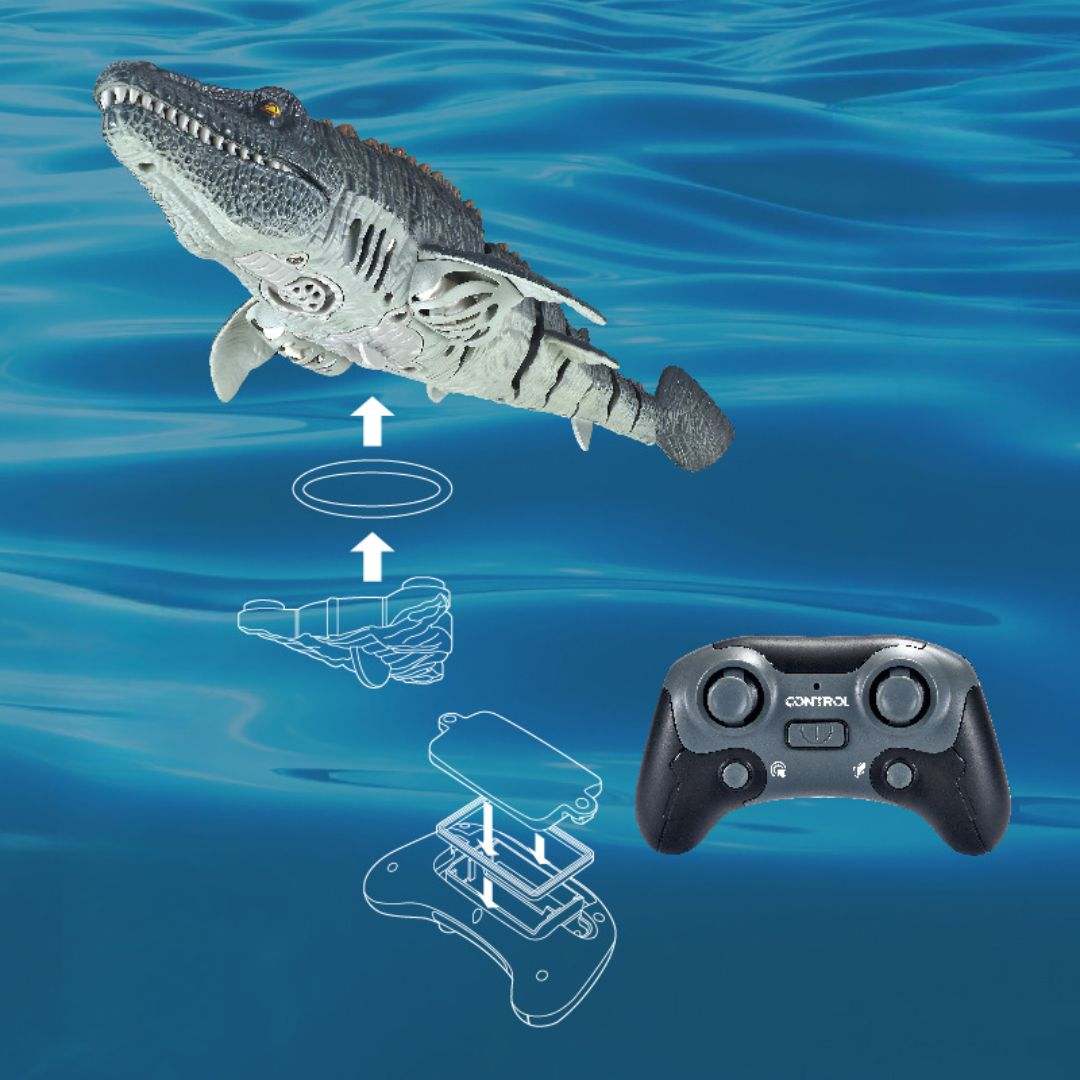 Remote Control Mosasaurus Water Toy with Lights, Spray Effects
