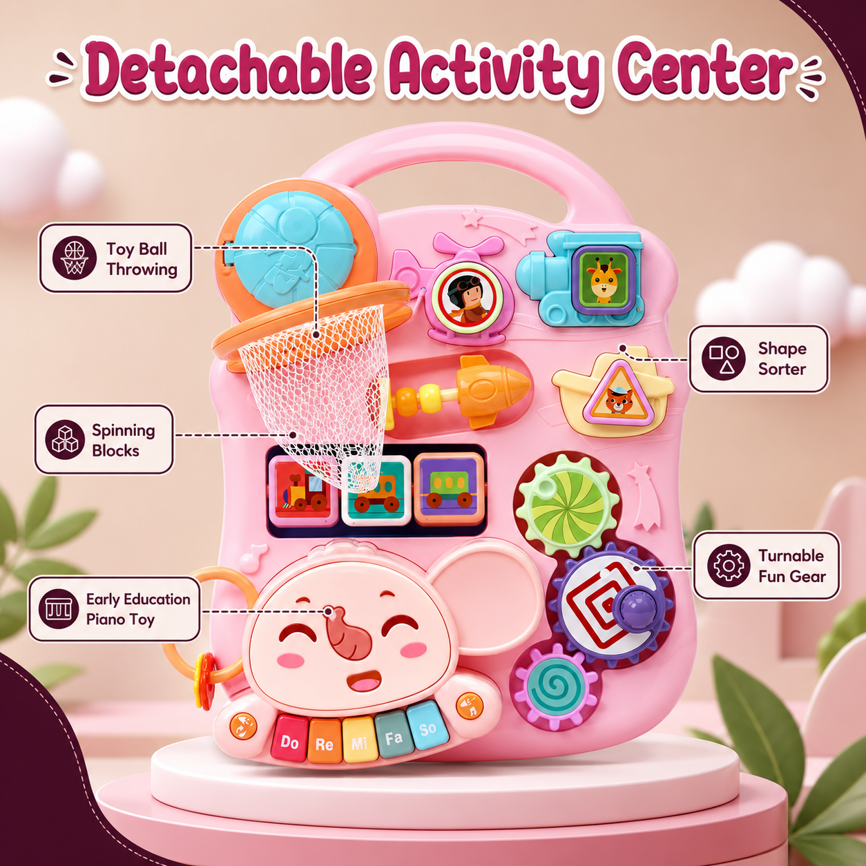 2-in-1 Baby Walker & Activity Center with Detachable Learning Toy Panel