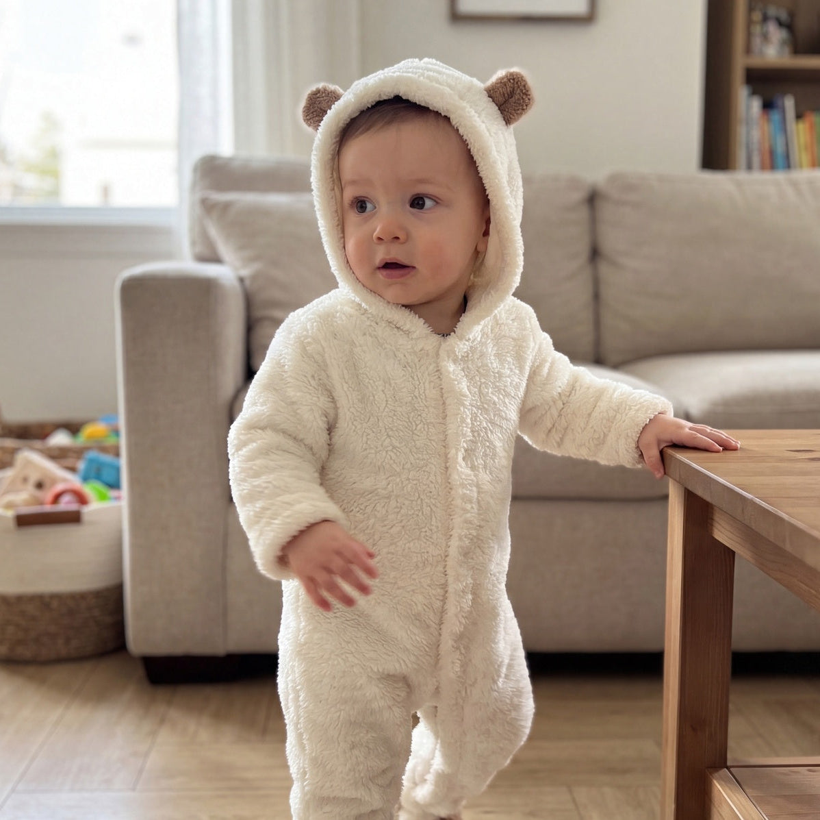 Baby Hooded Fleece Romper