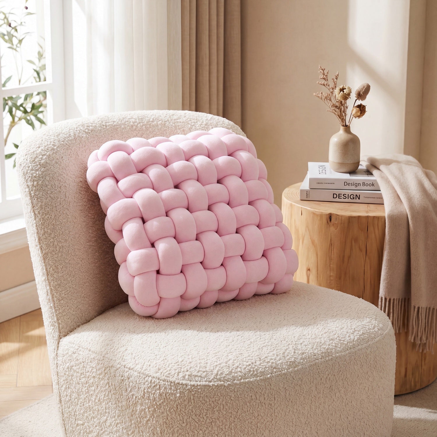 Handwoven Knot Throw Pillow for Sofa, Bed & Home Decor