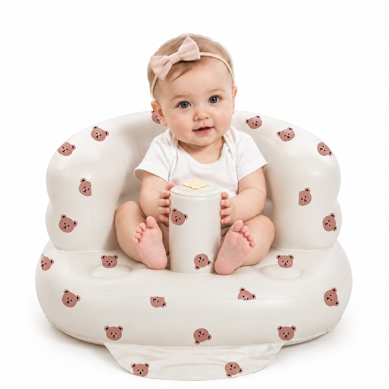 Inflatable Baby Seat for Babies 3-36 Months,Built in Air Pump Children Baby Sofa,Bumbo Seat for Learning to Sit,Feeding,Camping