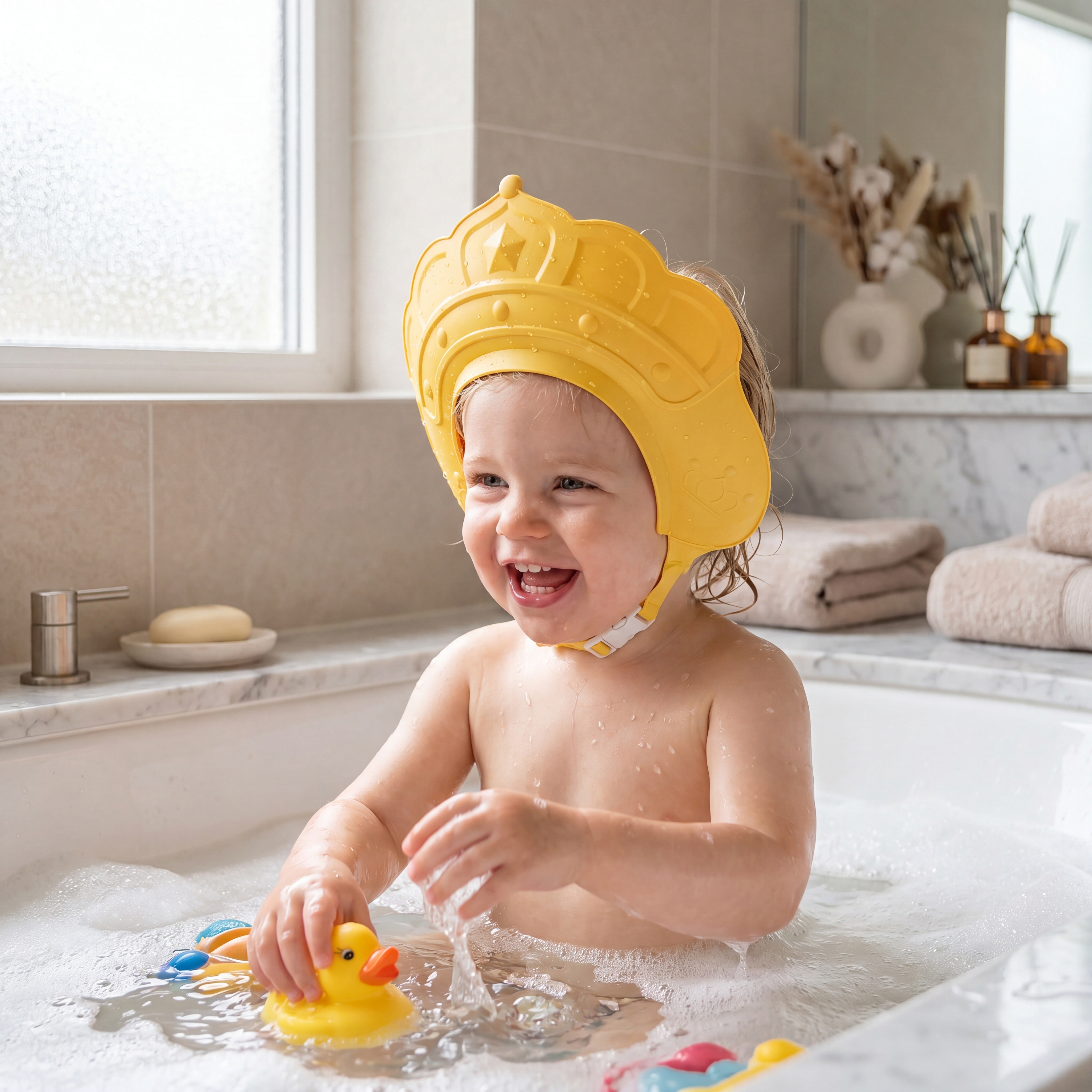 Adjustable Baby Shower Cap for Bath Time and Hair Washing