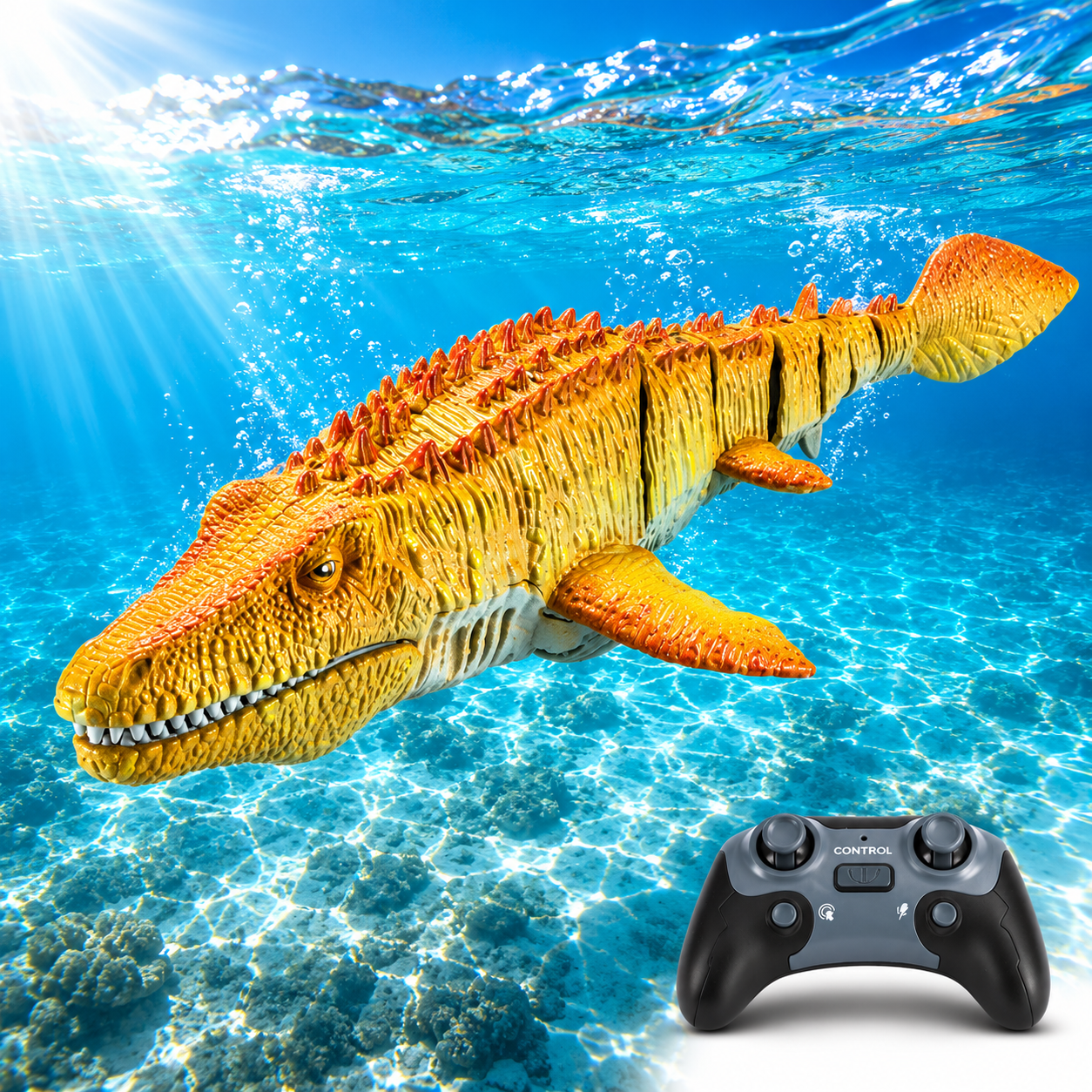 Remote Control Mosasaurus Water Toy with Lights, Spray Effects