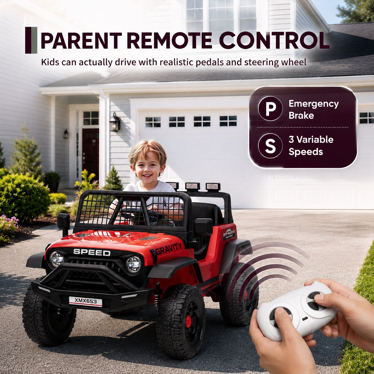 Kids Ride-On Truck with Parent Remote Control