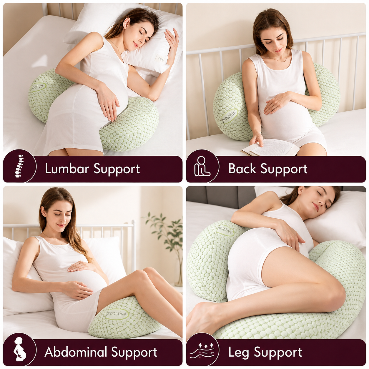 Adjustable Pregnancy Pillow for Side Sleeping & Belly Support