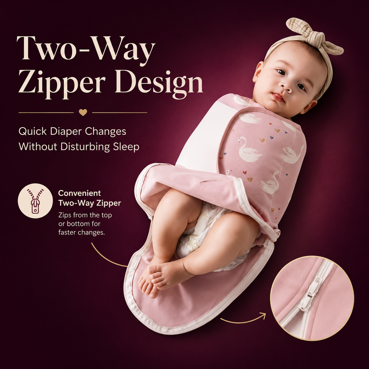 Baby Swaddle Sleep Sack With Leg Zipper
