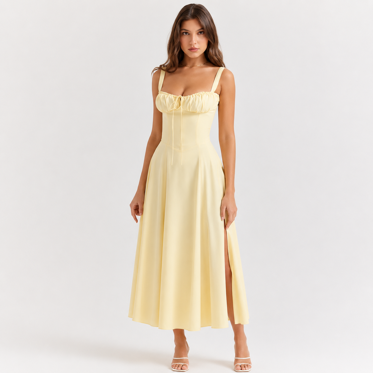 Floral Midi Dress for Women – Sleeveless Summer Dress with Adjustable Straps