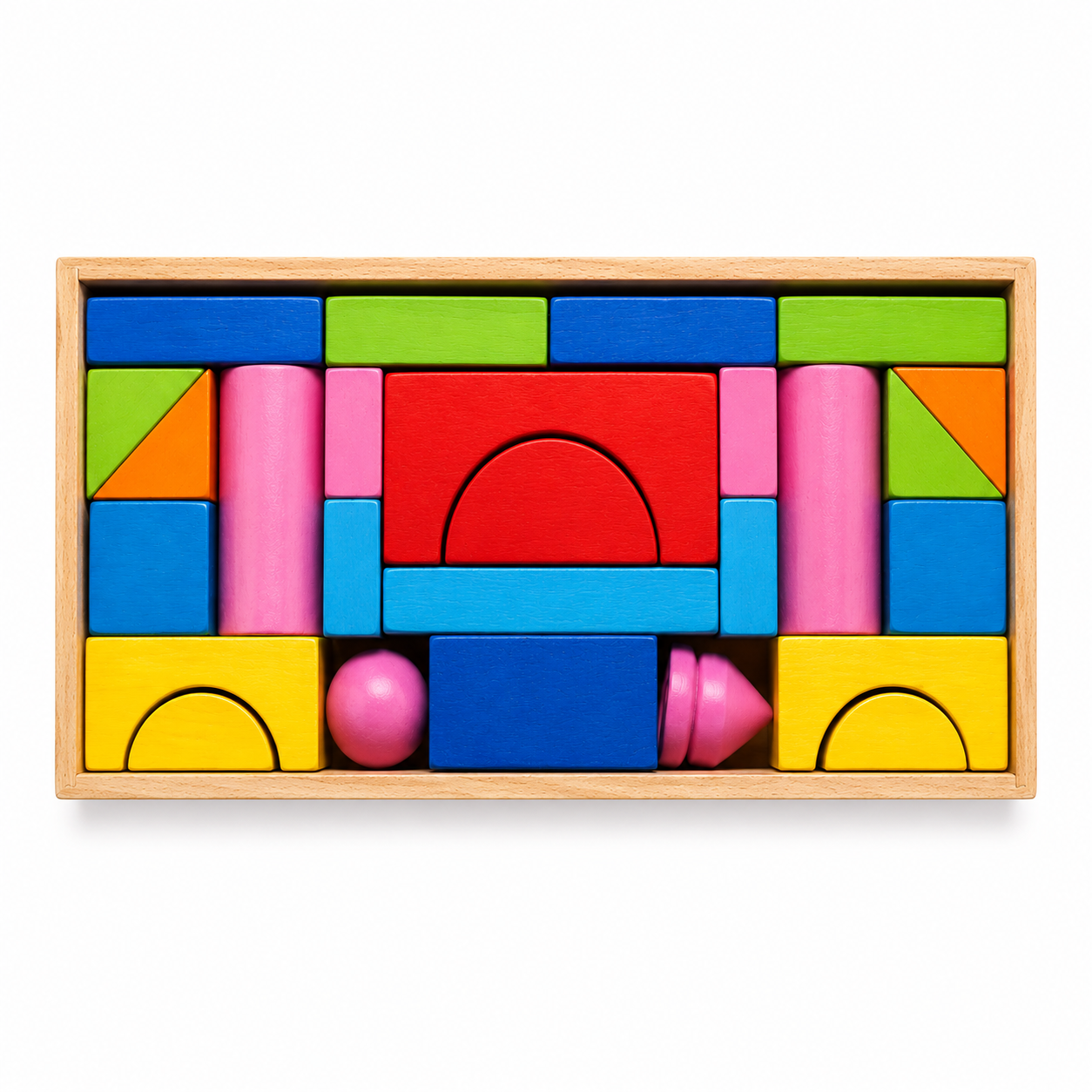 Wooden Building Blocks Set with Storage Box Montessori Stacking Toy for Kids
