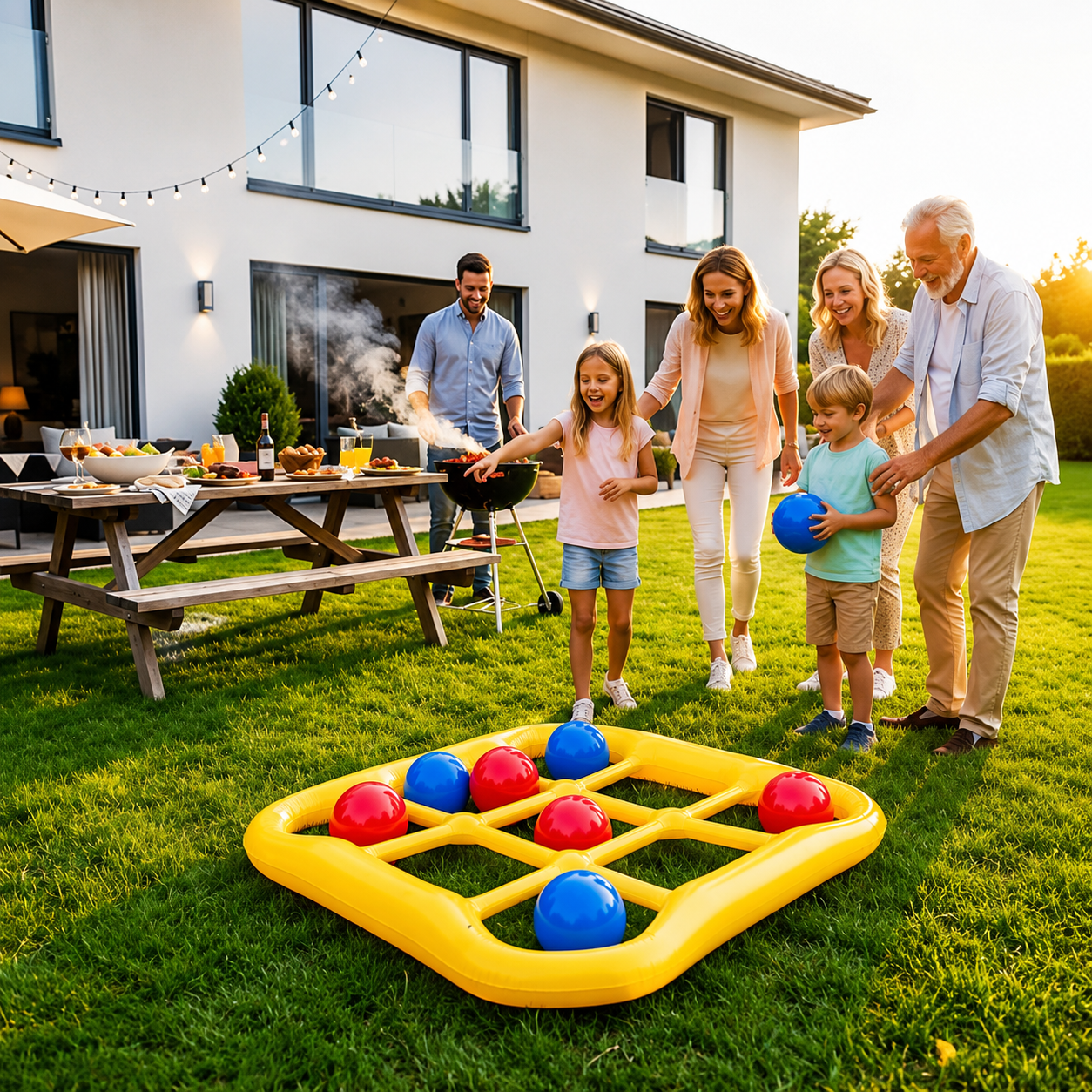 Inflatable Pool Tic Tac Toe Game Set with Air Pump