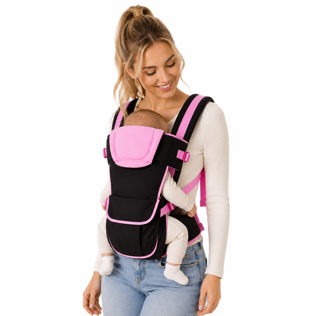 Ergonomic Baby Carrier with Adjustable Waist Support & Storage Pocket