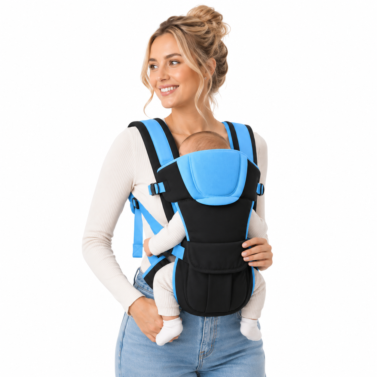 Ergonomic Baby Carrier with Adjustable Waist Support & Storage Pocket