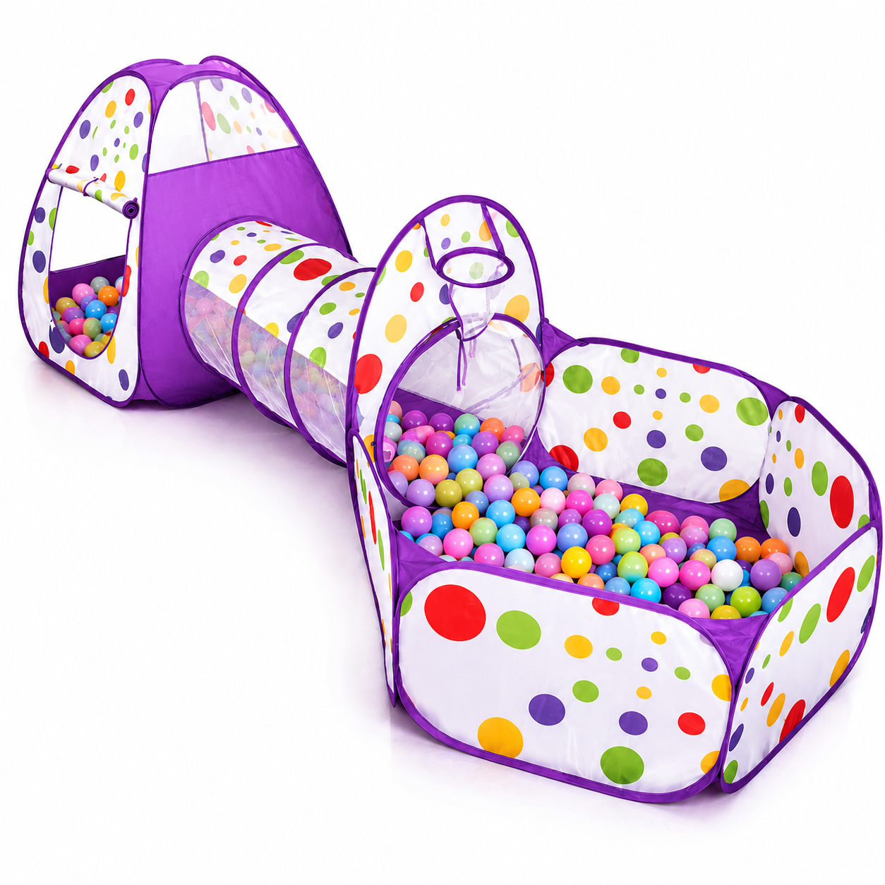 3-in-1 Kids Play Tent with Ball Pit & Crawling Tunnel