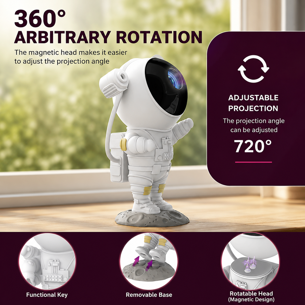 Astronaut Galaxy Star Projector Night Light with Remote Control & Timer