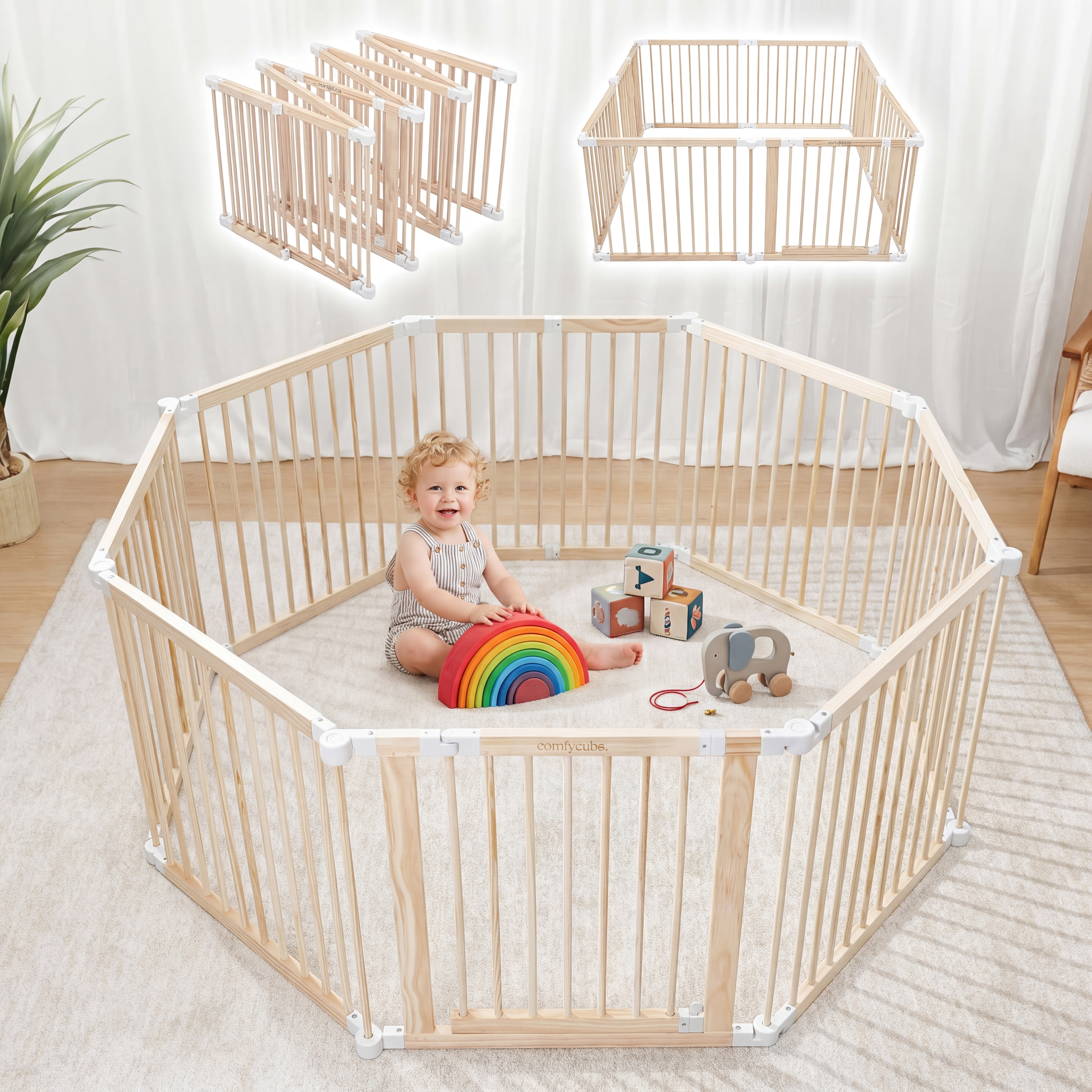 Haven Wooden Baby Playpen