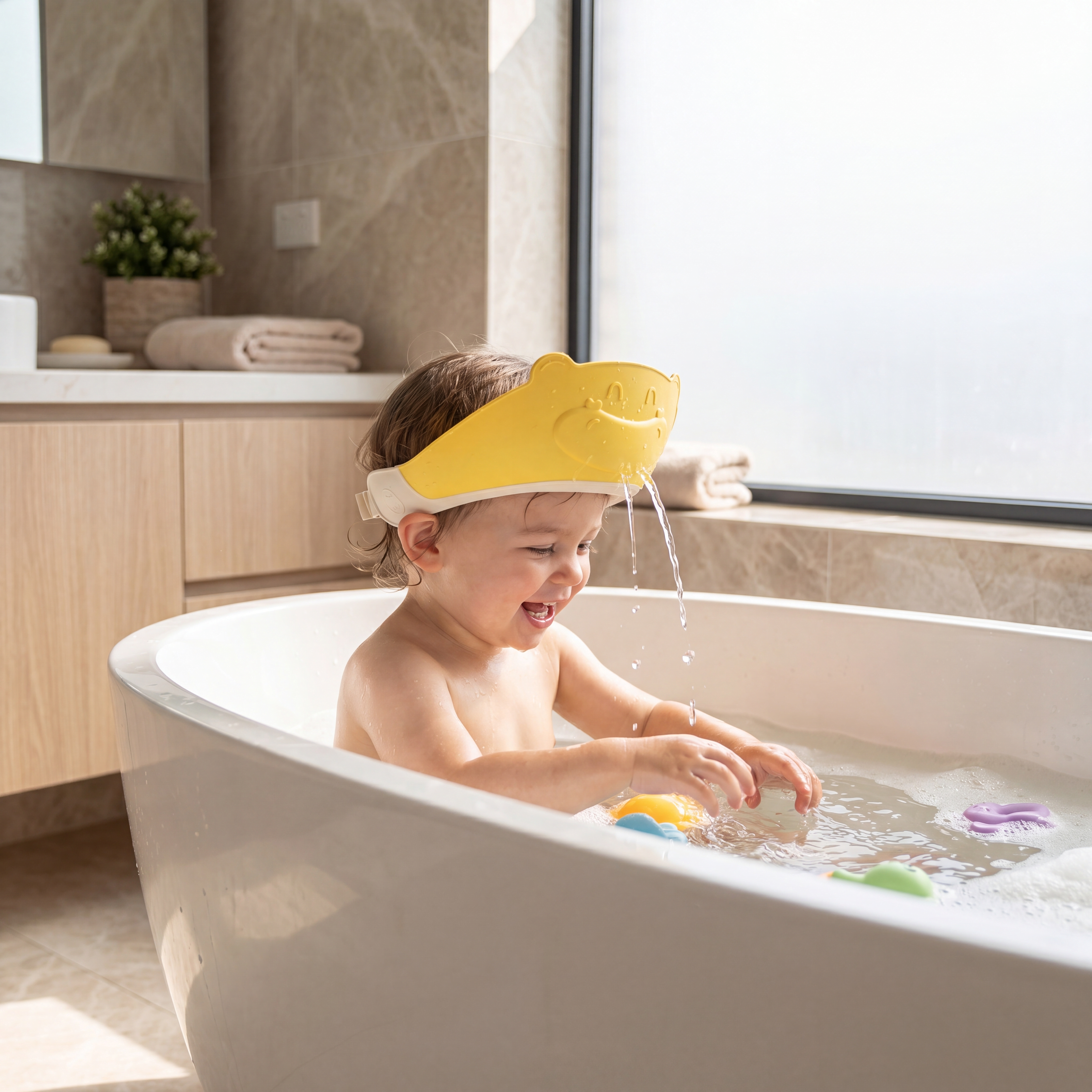 Adjustable Baby Shower Cap for Bath Time and Hair Washing