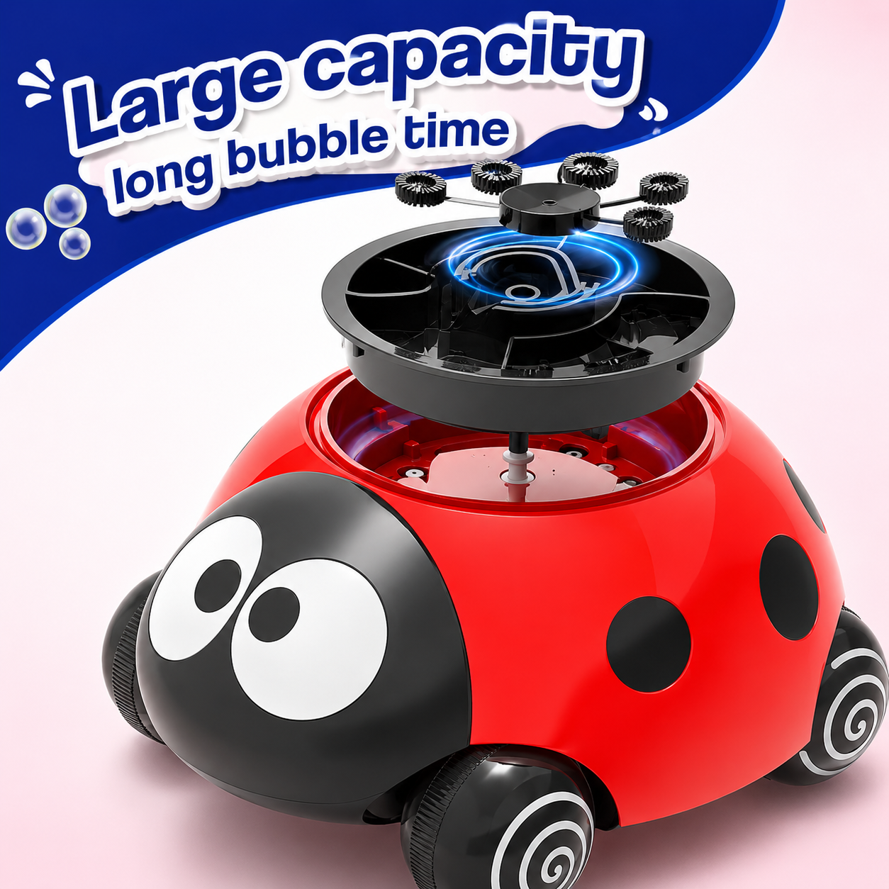 Kids Bubble Machine Ladybug Toy with Automatic Bubble Blower