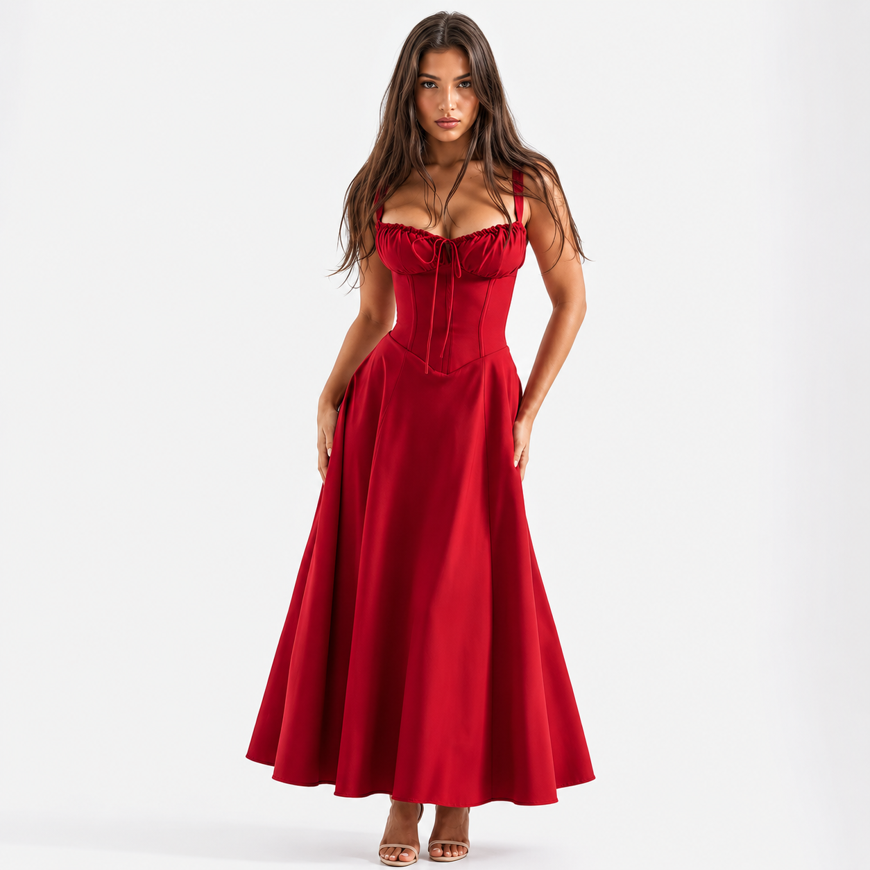 Floral Midi Dress for Women – Sleeveless Summer Dress with Adjustable Straps