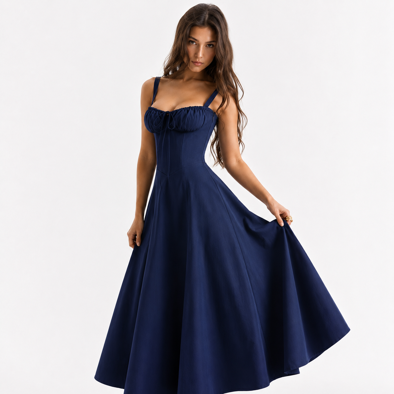 Floral Midi Dress for Women – Sleeveless Summer Dress with Adjustable Straps