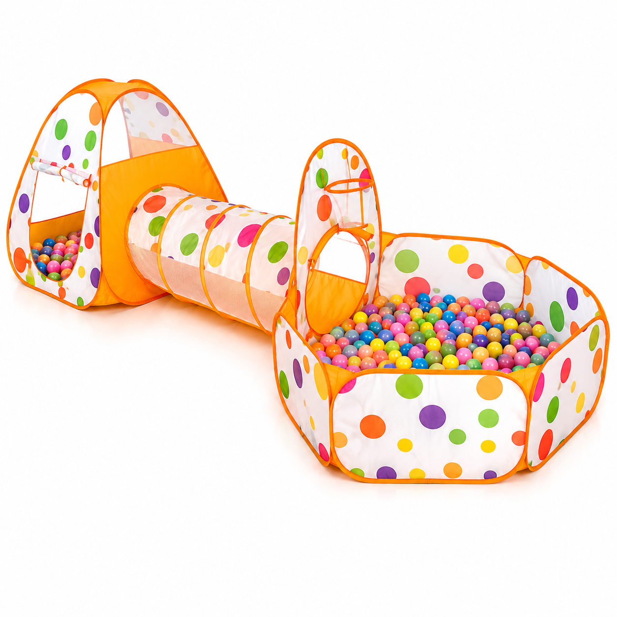 3-in-1 Kids Play Tent with Ball Pit & Crawling Tunnel