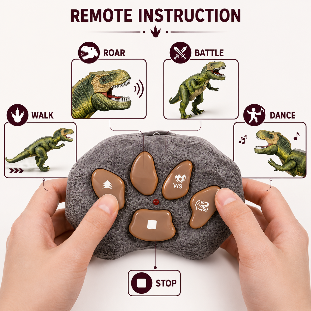 Remote Control T-Rex Dinosaur Toy with LED Lights
