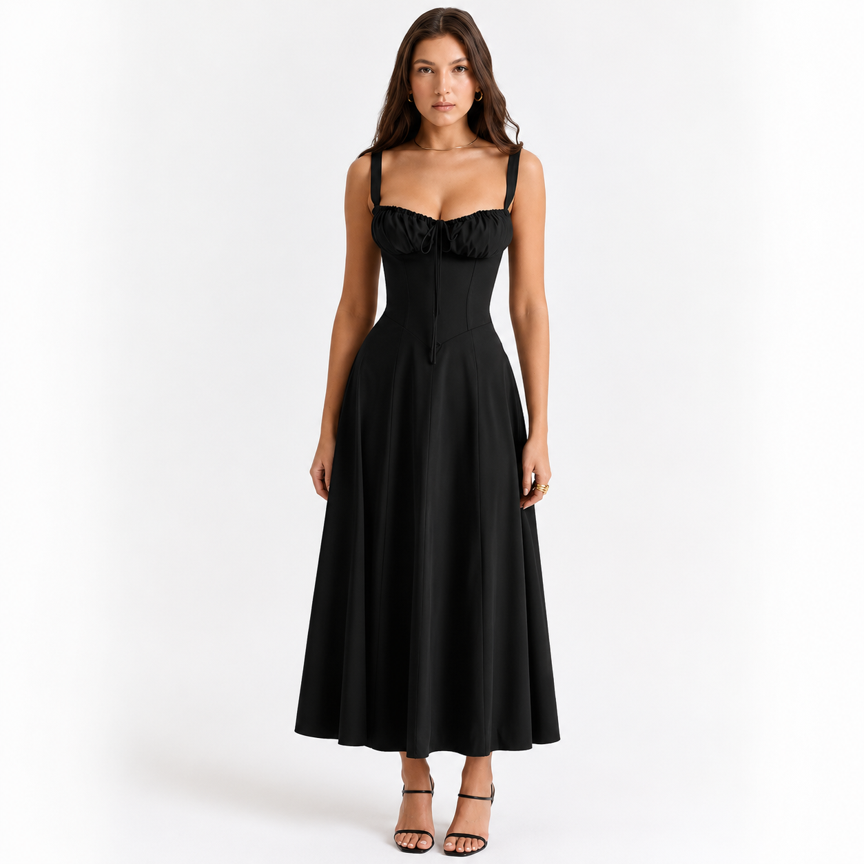 Floral Midi Dress for Women – Sleeveless Summer Dress with Adjustable Straps