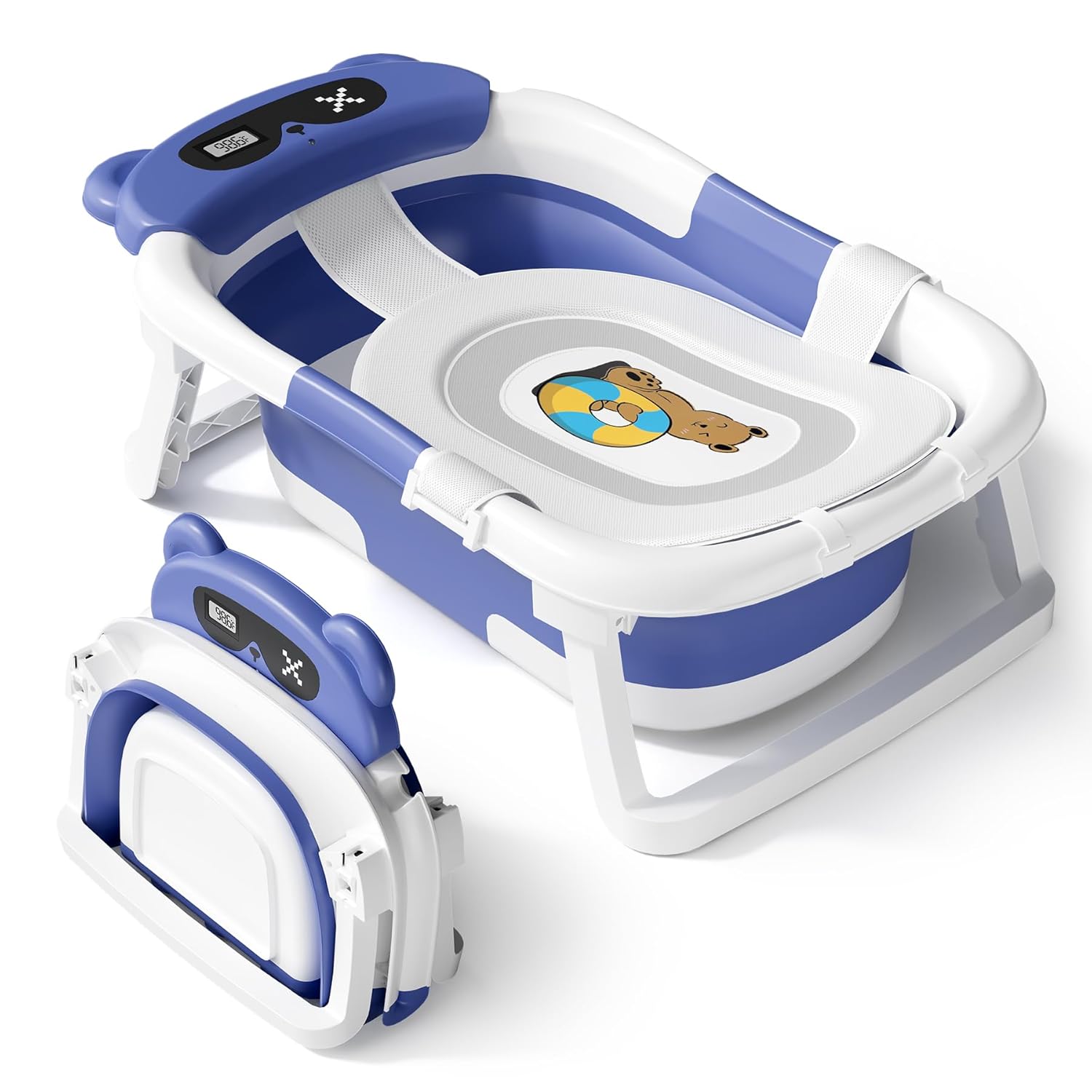 Collapsible Baby Bathtub with Soft Cushion and Temperature Sensor