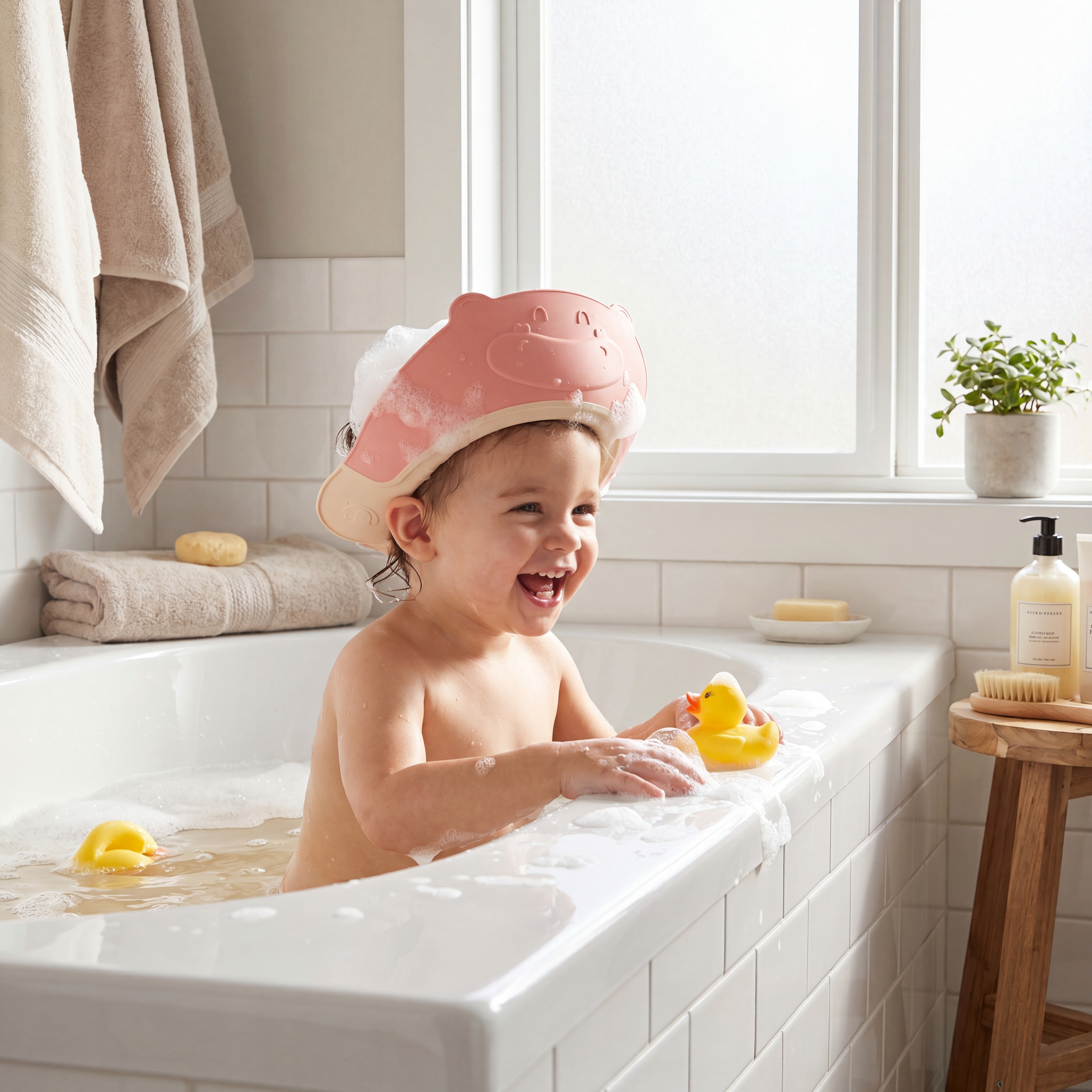 Adjustable Baby Shower Cap for Bath Time and Hair Washing