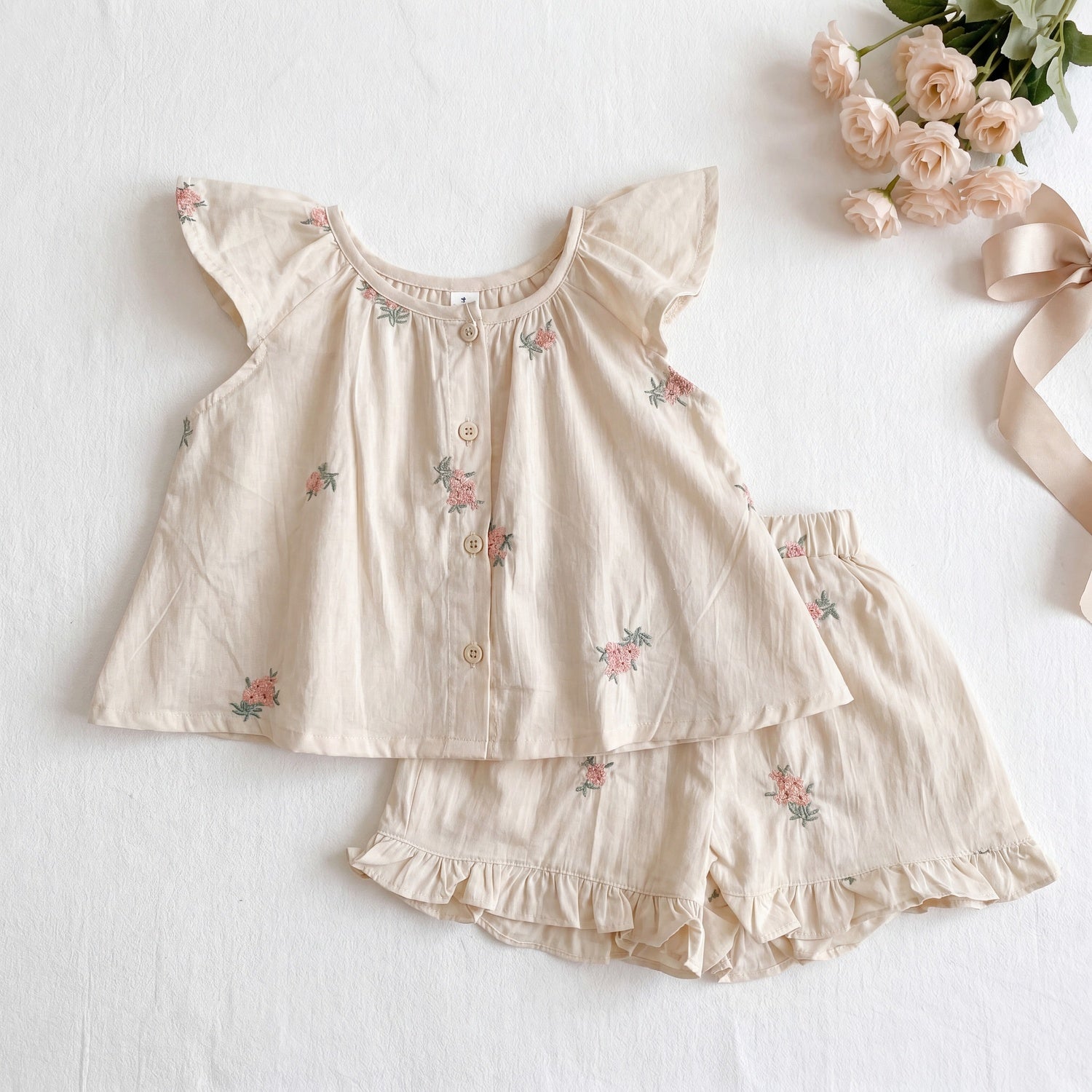 Willow Baby Girl Floral Top and Ruffle Shorts Set