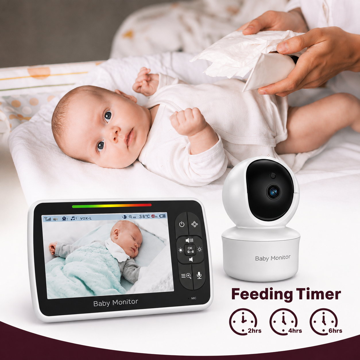 Baby Monitor with Camera, Pan Tilt Zoom, Two-Way Audio & Night Vision