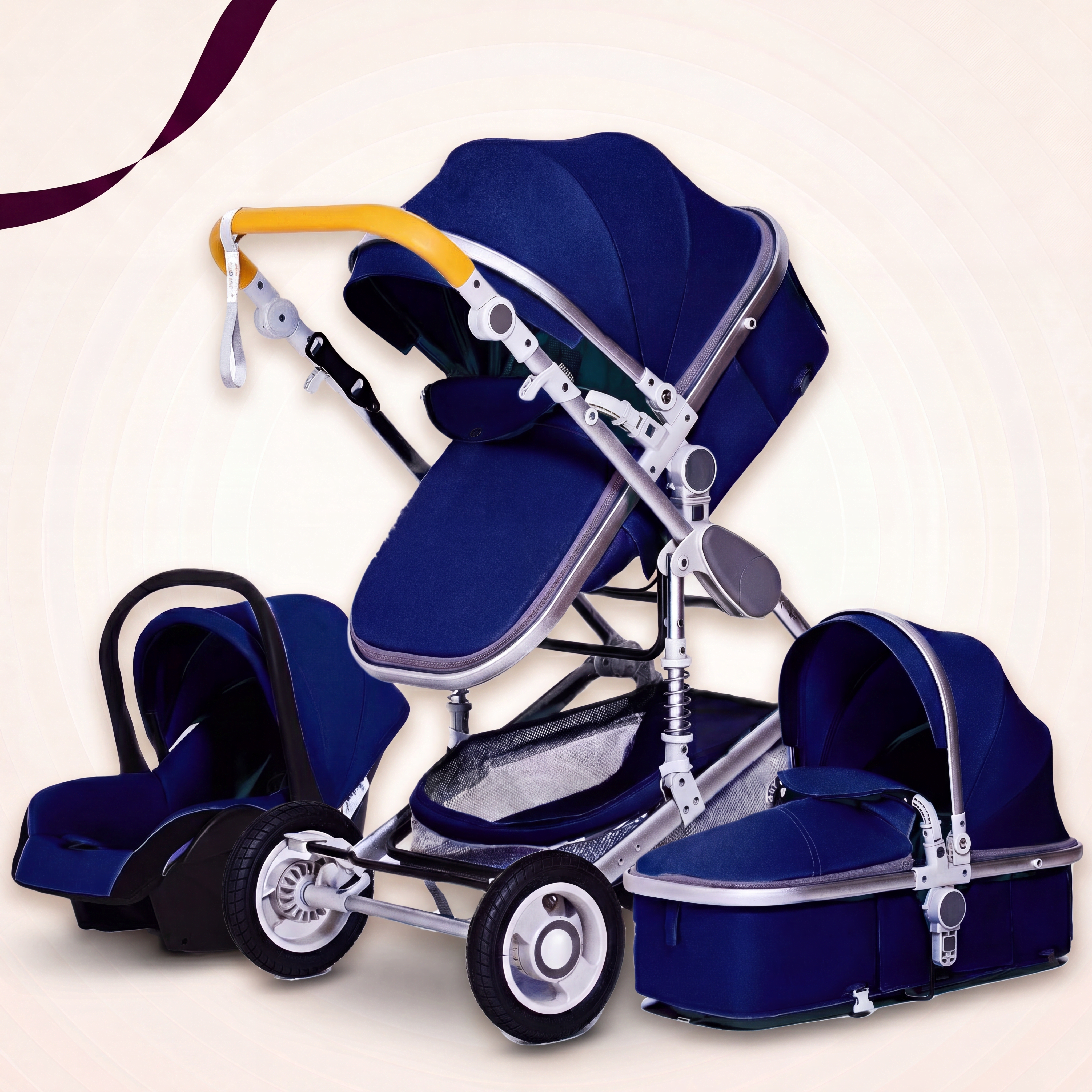 3-in-1 Baby Stroller Travel System with Reversible Seat and Infant Car Seat
